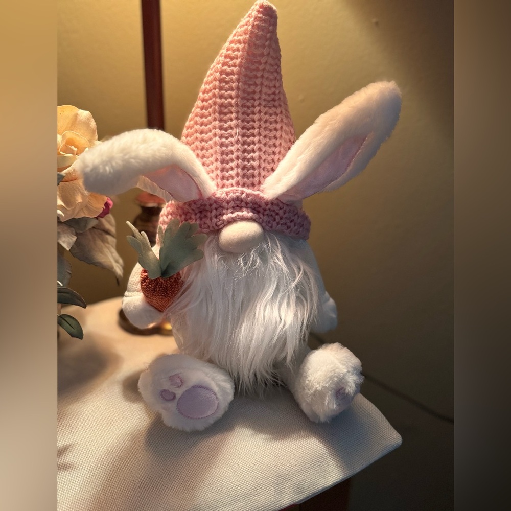 Pink and White Bunny Gnome Plush